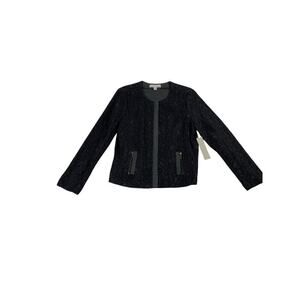 Laura Ashley Vintage 90s Black Lace Zip Front Edgy Jacket Size M NWT